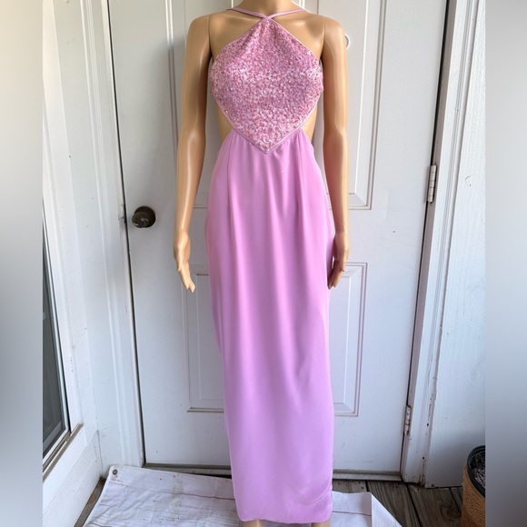Gilar Pink Sequin‎ Halter Gown Formal Evening Dress Barbiecore Size 0 - Picture 1 of 7